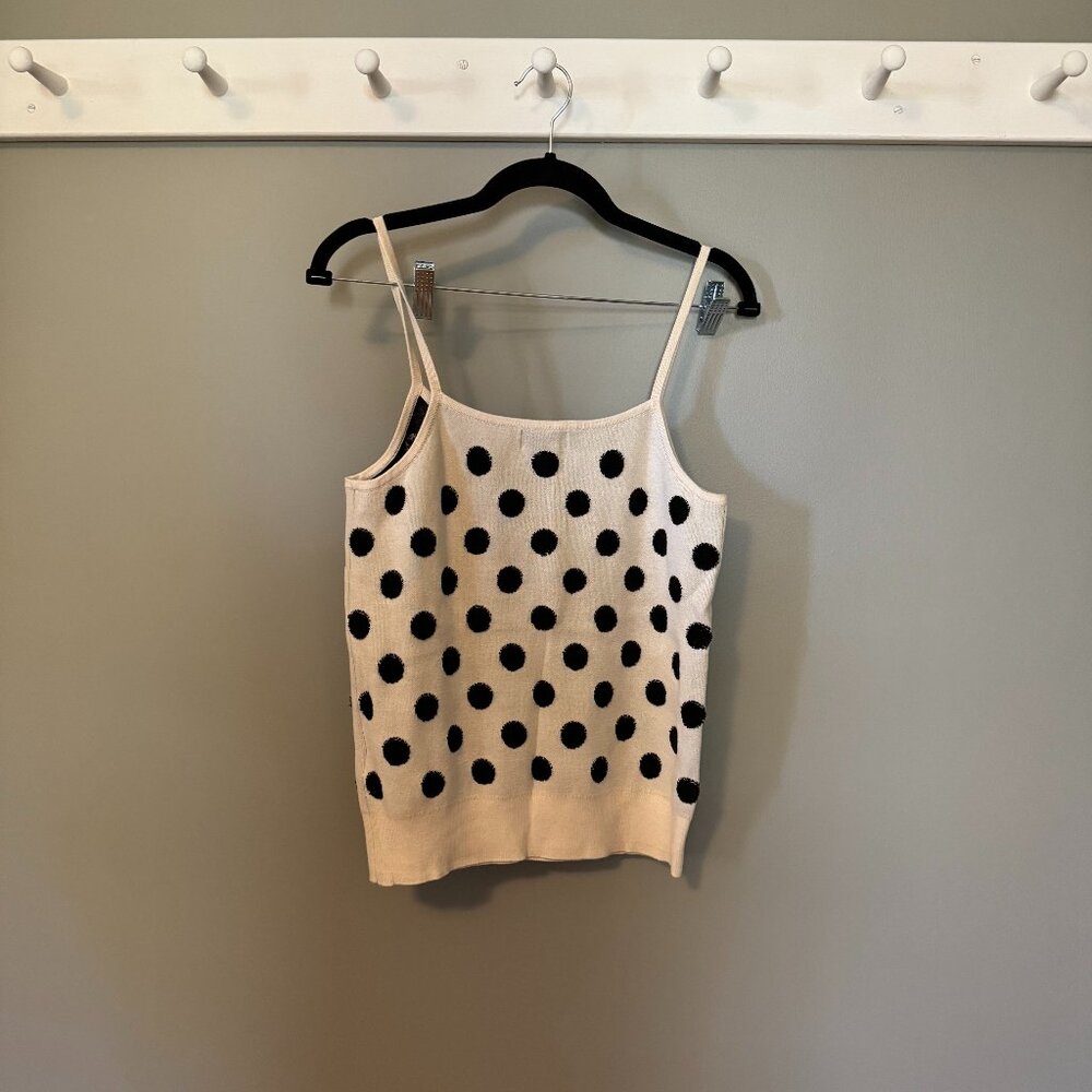 Anthropologie Maeve Black/White Knit Polka Dot Tank (Small)